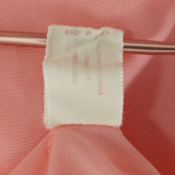 Vintage Candy Pink Nightgown Sheer over Opaque Lace w Ribbon Short Sleeveless - Picture 7 of 8